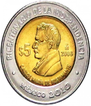 Imagen de Carlos Maria de Bustamante Moneda de 5 pesos Bicentenario de la Independenc numero 0