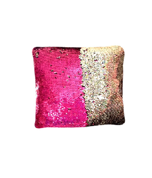 Imagen de Cojin lentejuela reversible 40x40 cms color rosa fuerte y dorado numero 0