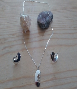 Imagen de Coordinado collar de plata con cadena y aretes numero 0