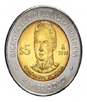 Imagen de Guadalupe Victoria Moneda de 5 pesos Bicentenario de la Independencia de Me numero 0
