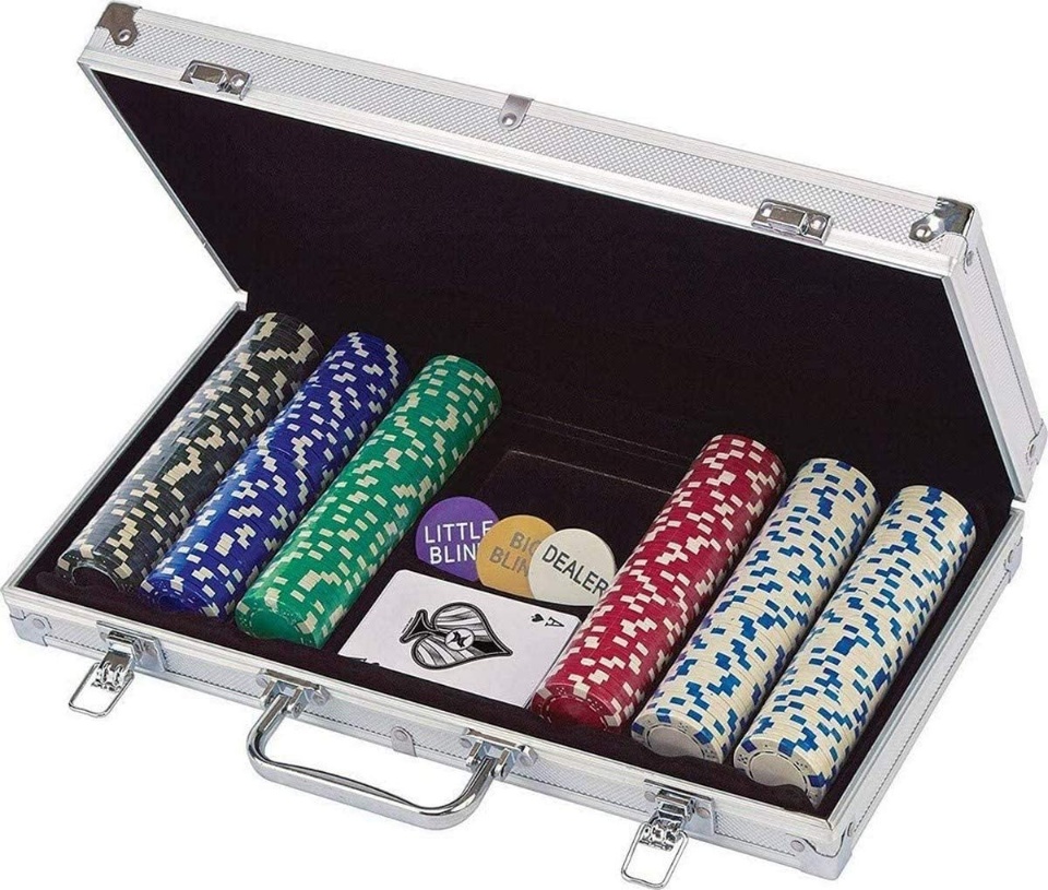 Imagen de Maletin con 300 fichas de poker y baraja set completo numero 1