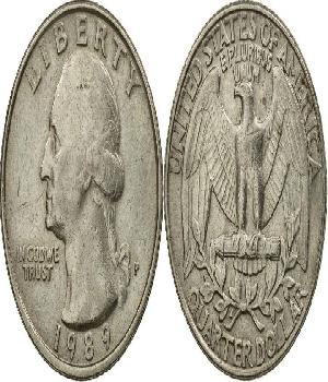 Imagen de Moneda de 25 centavos quarter dollar 1989 EUA Circulada numero 0