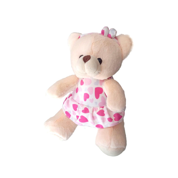 Imagen de Osa de peluche con vestido y diadema 30 cm numero 1
