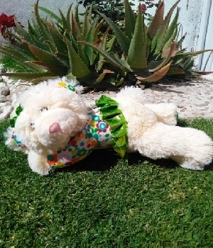 Imagen de Osita de peluche pily echada con tutu dormilona numero 0