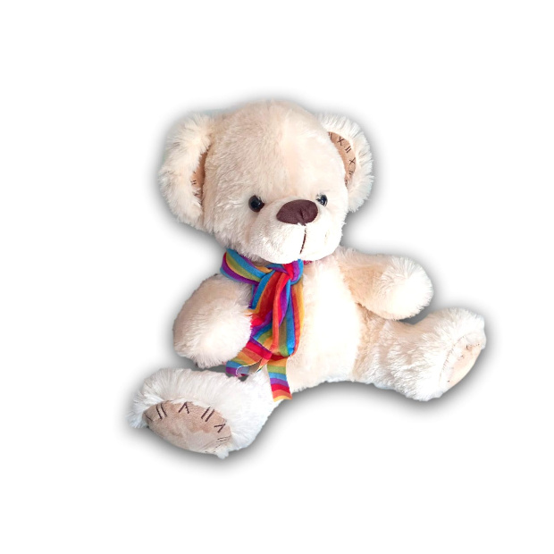 Imagen de Oso de peluche con bufanda arcoiris de 45 cm numero 1