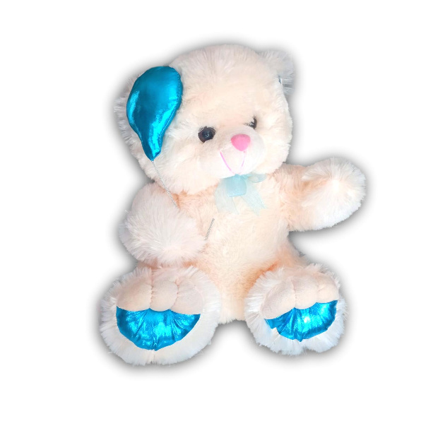 Imagen de Oso de peluche con globo azul y nariz rosa de 40 cm numero 0