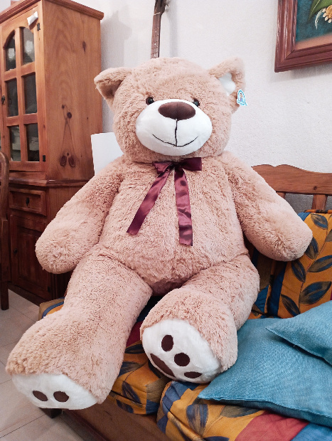 Imagen de Oso de peluche gigante miel liston café numero 0