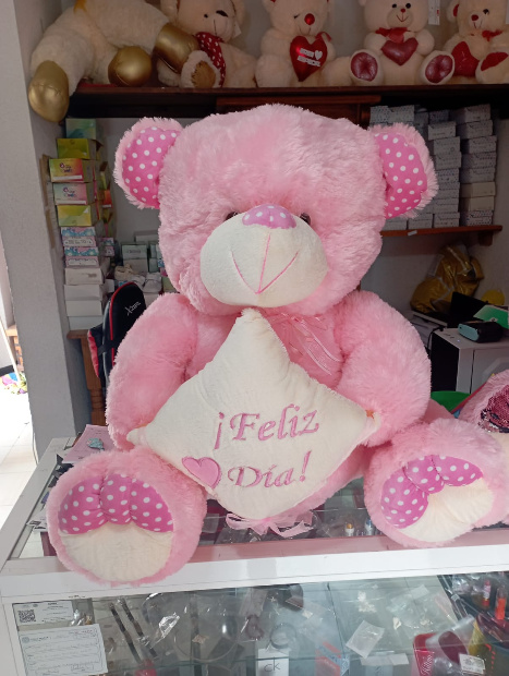 Imagen de Oso de peluche gigante rosa 75 cm sentado gordo numero 2