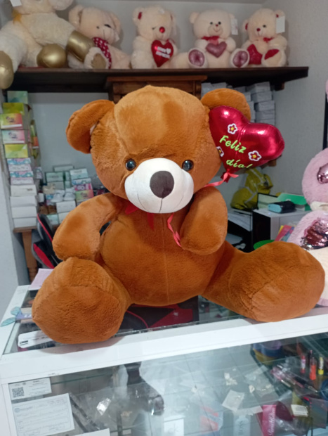 Imagen de Oso de peluche grande cafe tela suave 70 cm sentado numero 0