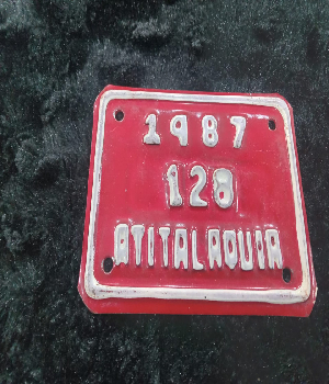 Imagen de Placa viejita de Bicileta Atitalaquia Hgo 1987 num 128 10 x 7 cm numero 0